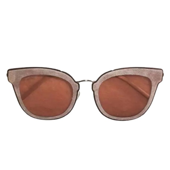 $495 Jimmy Choo Cat Eye Sunglasses Frame Silver + Mauve Lens Pink + Acc NWT - Picture 4 of 15